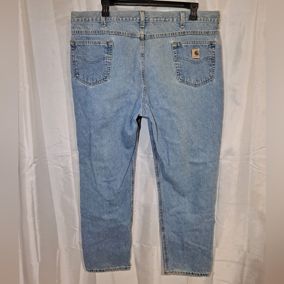 Slightly Distressed Carhartt Jeans Big Men's 44x32 Blue Denim 5-Pocket High-Rise - Picture 4 of 10